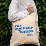Tote-Bag Beige Bleu Holographique