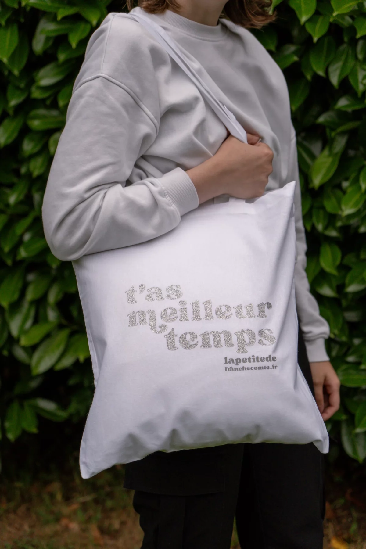 Tote-Bag Blanc Paillettes argentées