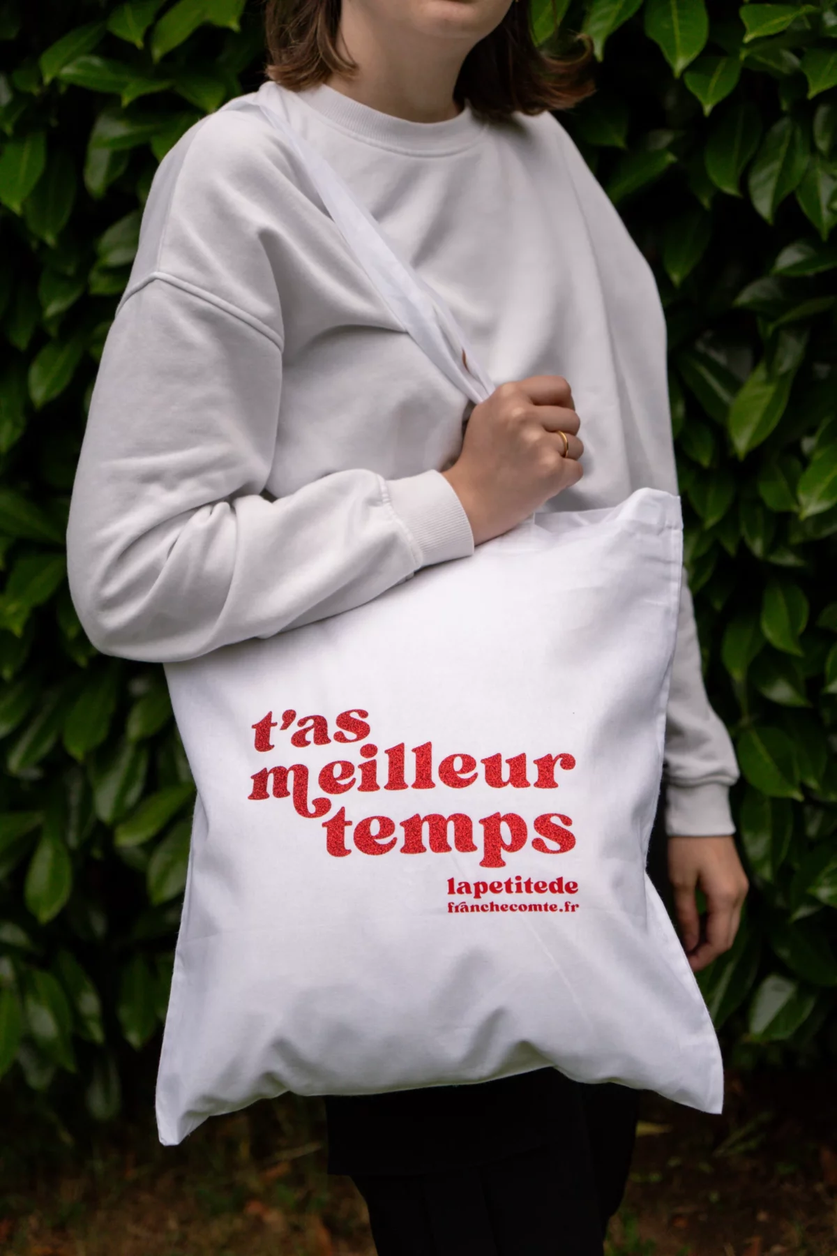 Tote-bag Blanc Rouge Paillettes