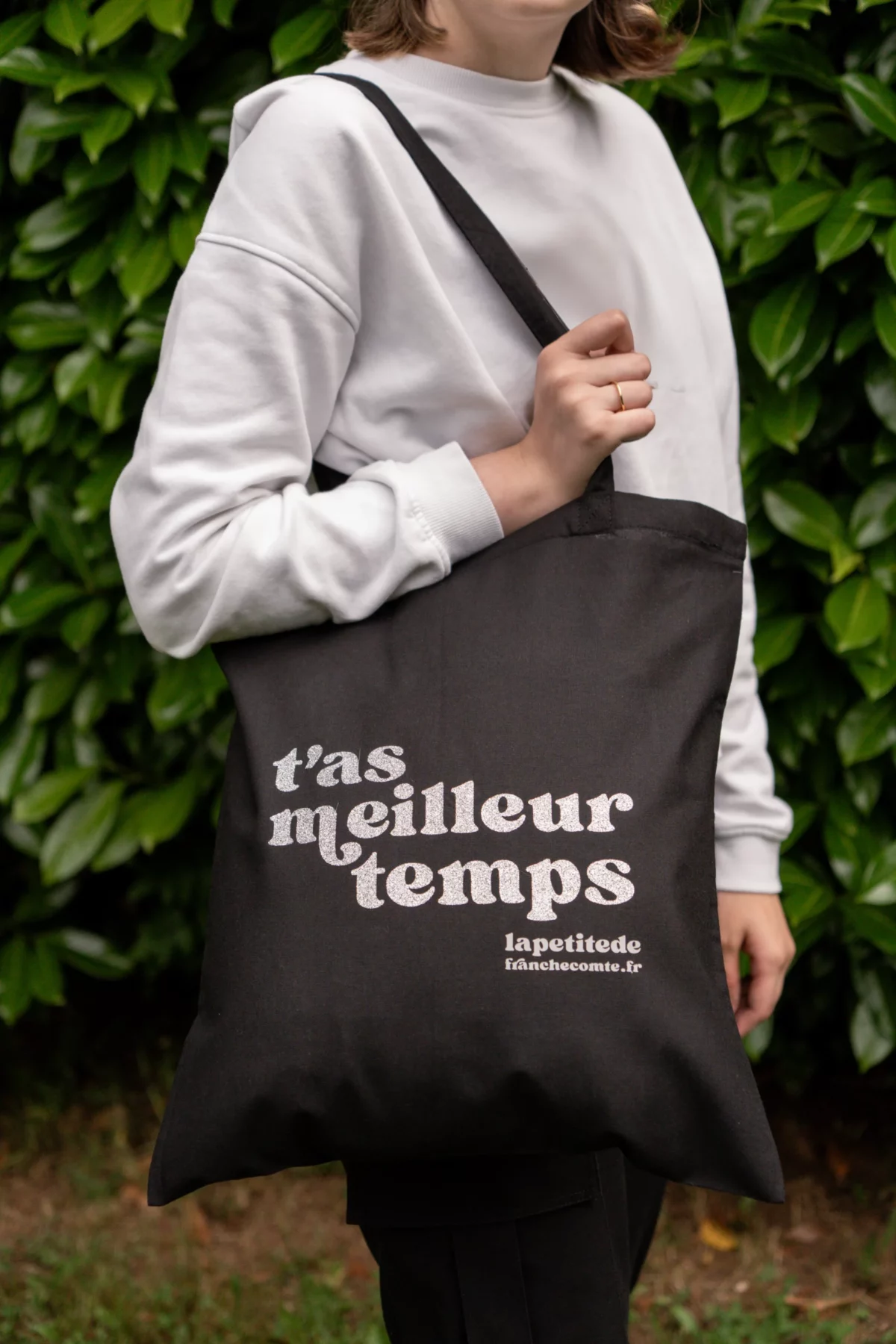 Tote-Bag Noir Paillettes Argentées