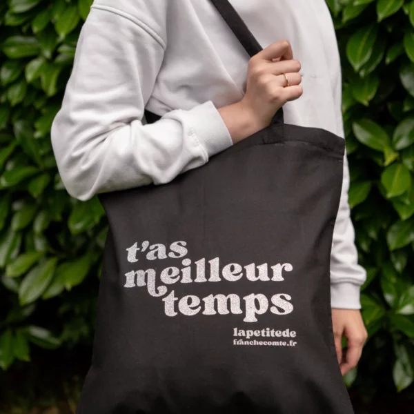 Tote-Bag Noir Paillettes Argentées