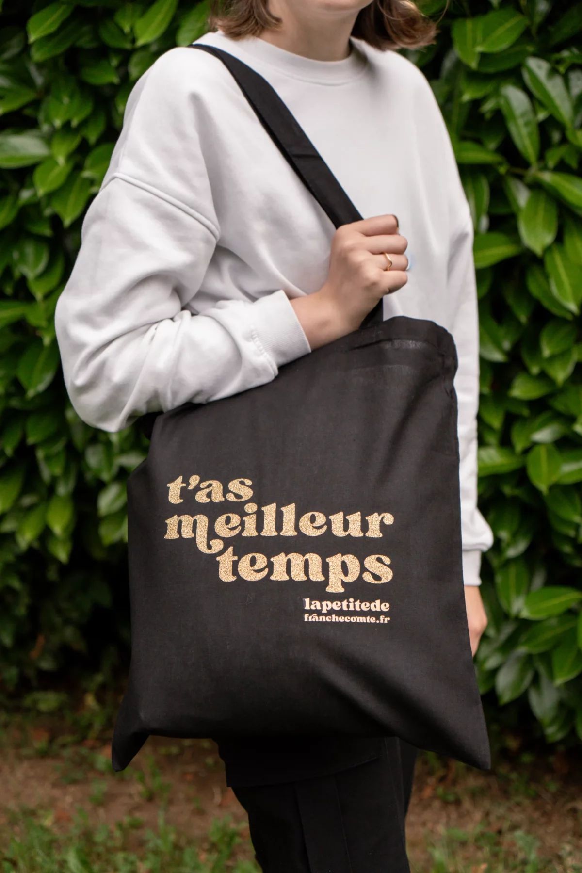 Tote-Bag Noir Paillettes Dorées