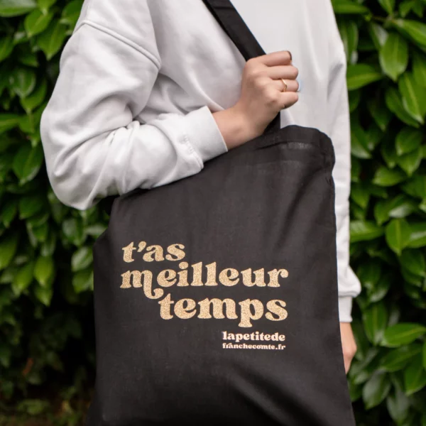 Tote-Bag Noir Paillettes Dorées