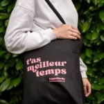 Tote-Bag Noir Rose avec petits trous