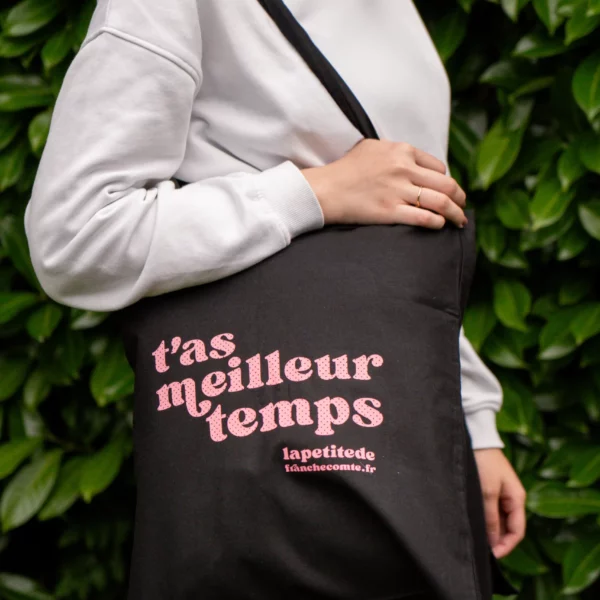 Tote-Bag Noir Rose avec petits trous