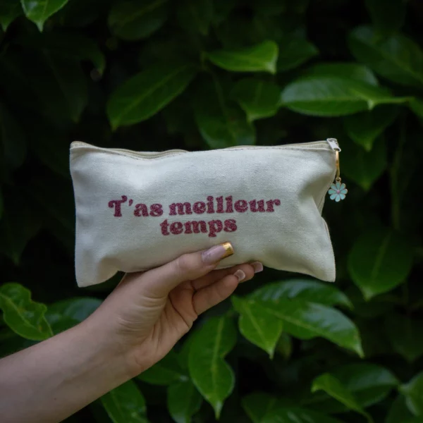 Pochette Beige & Rose Paillettes - T’as meilleur temps